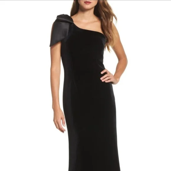 eliza j one shoulder black dress Eliza J Women's One-Shoulder Ruched Gown - Black